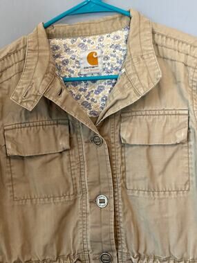Carhartt Womens Cotton Utility Field Jacket Tan Multiple Pockets Size S
